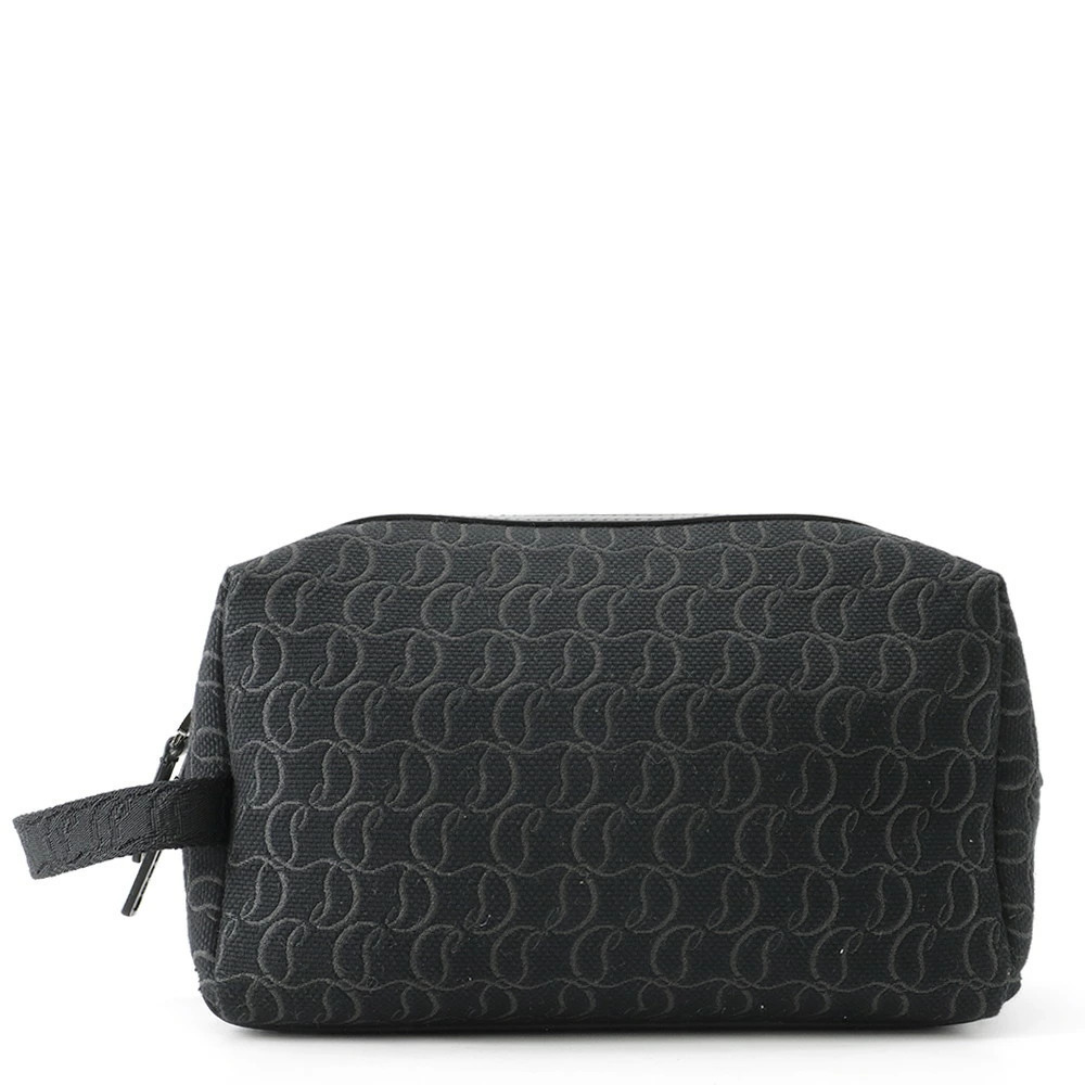 Christian Louboutin Clutch Bag ZIP N FLAP Jacquard Canvas Black